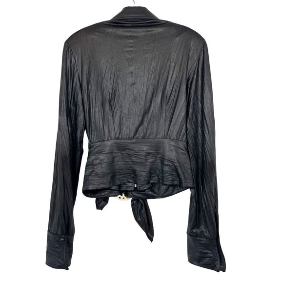 Joseph Ribkoff Black Zip Front Jacket with Belt Accent Artsy - Size 8 - Picture 2 of 8